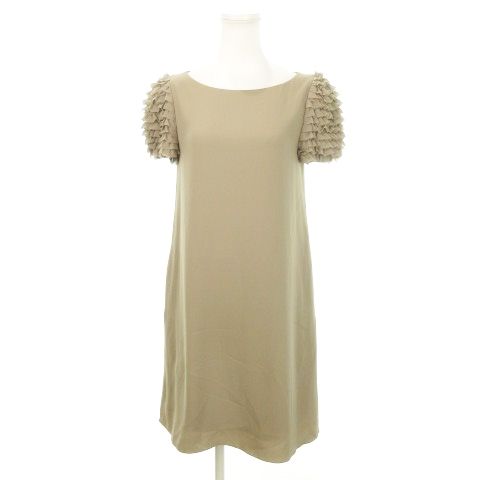 フォクシーニューヨーク FOXEY NEW YORK ブロッサムワンピース ミニ 半袖 フリルスリーブ とろみ感 38 M 茶 ブラウン MN10 GY19