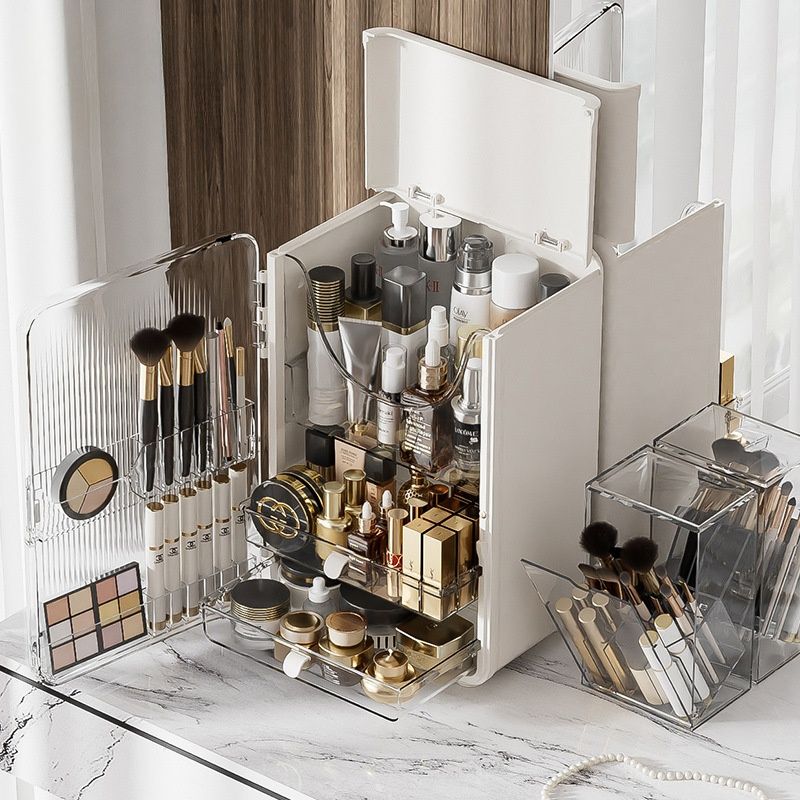 メイクボックス コスメ収納 組立不要 防塵 引き出し付き 大容量 クリア透明 マグネットゲートです メイクボックス 化粧品収納ボックス コスメ収納 組立不要 防塵 引き出し付き 大容量 クリア透明 マグネットゲートです 両開きドア
