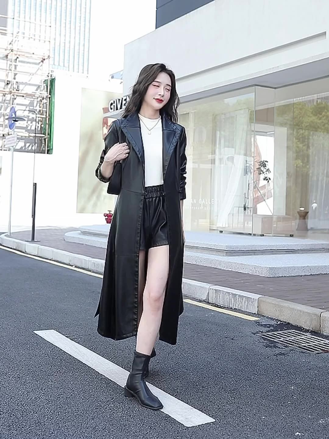 極美品✨ヴィンテージ レザートレンチコート ロング丈 ラムレザー