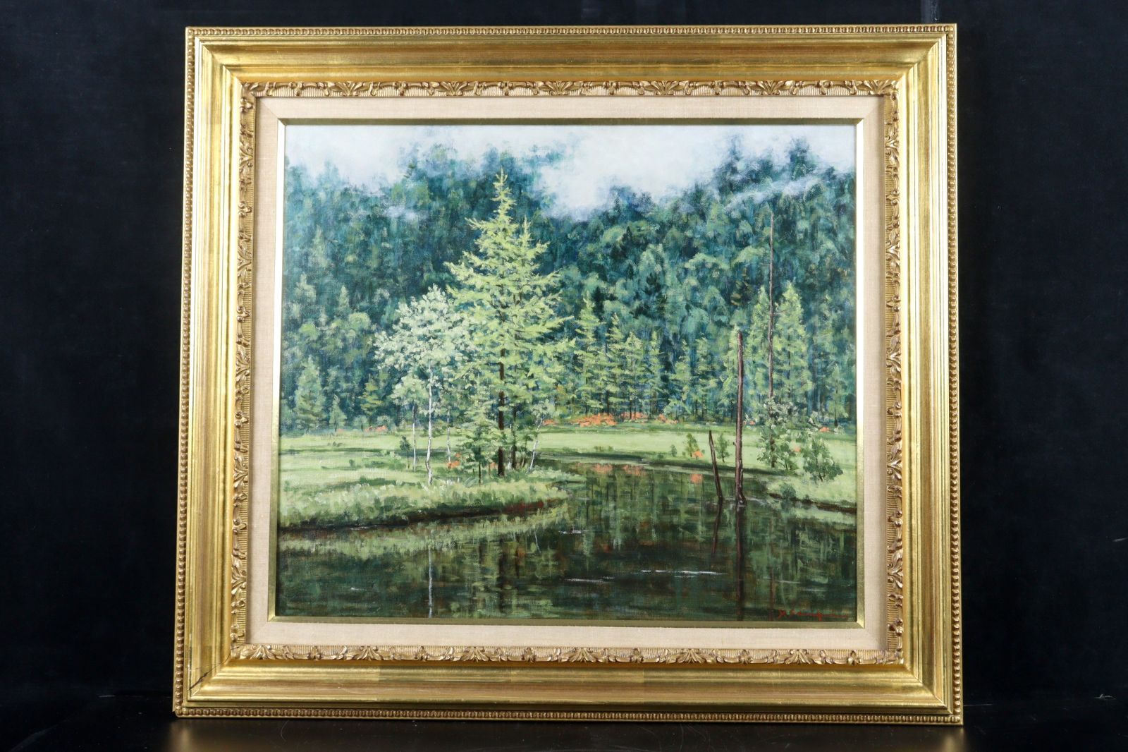 肉筆油彩画 「備前と椿」 萩原 淳 F6号 美術品 油絵 インテリア