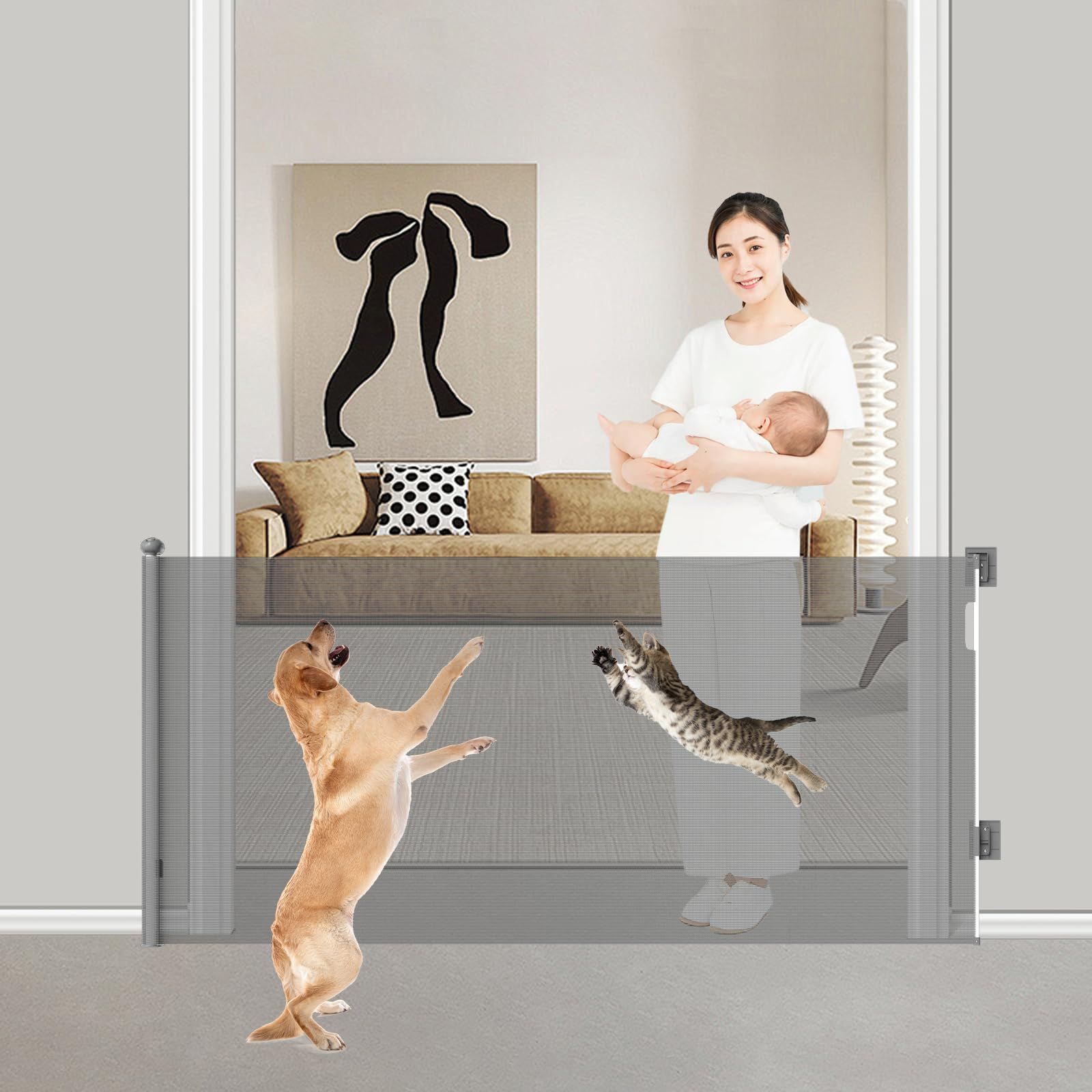 ベビー Fairy Baby ベビーゲート ロール式 ハイタイプ 高さ105cm 最大取付幅200cm 最大取付幅2m 超ロングゲート 階段上 エルフ ワイドゲート ハイゲート 巻き取り式 段差なし バリアフリー 伸縮型 猫飛び越え脱出防止 格納式ベビーゲート