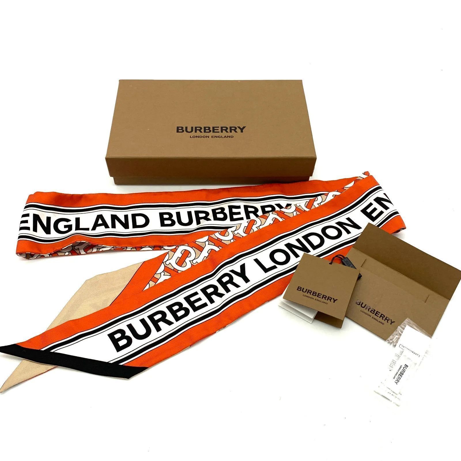 ▽BURBERRY/バーバリー モノグラム＆ロゴプリント シルク