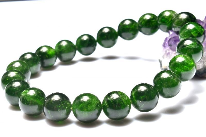 １点物 透過性あり ダイオプサイト 9.5mm ブレスレット パワーストーン 天然石 _MA8328