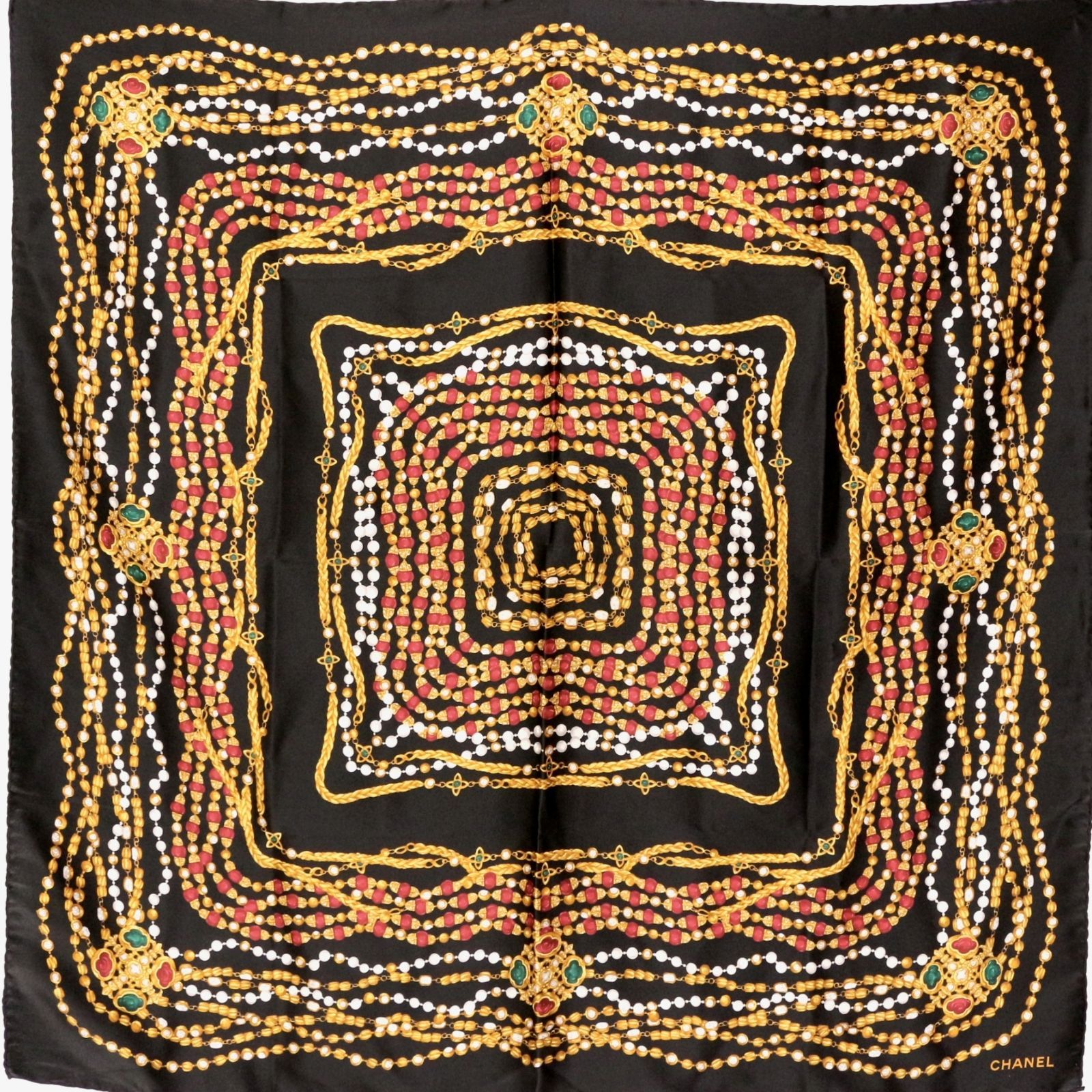 シャネル カレ 90 スカーフ 大判 宝石 ジュエリー柄 ジュエル