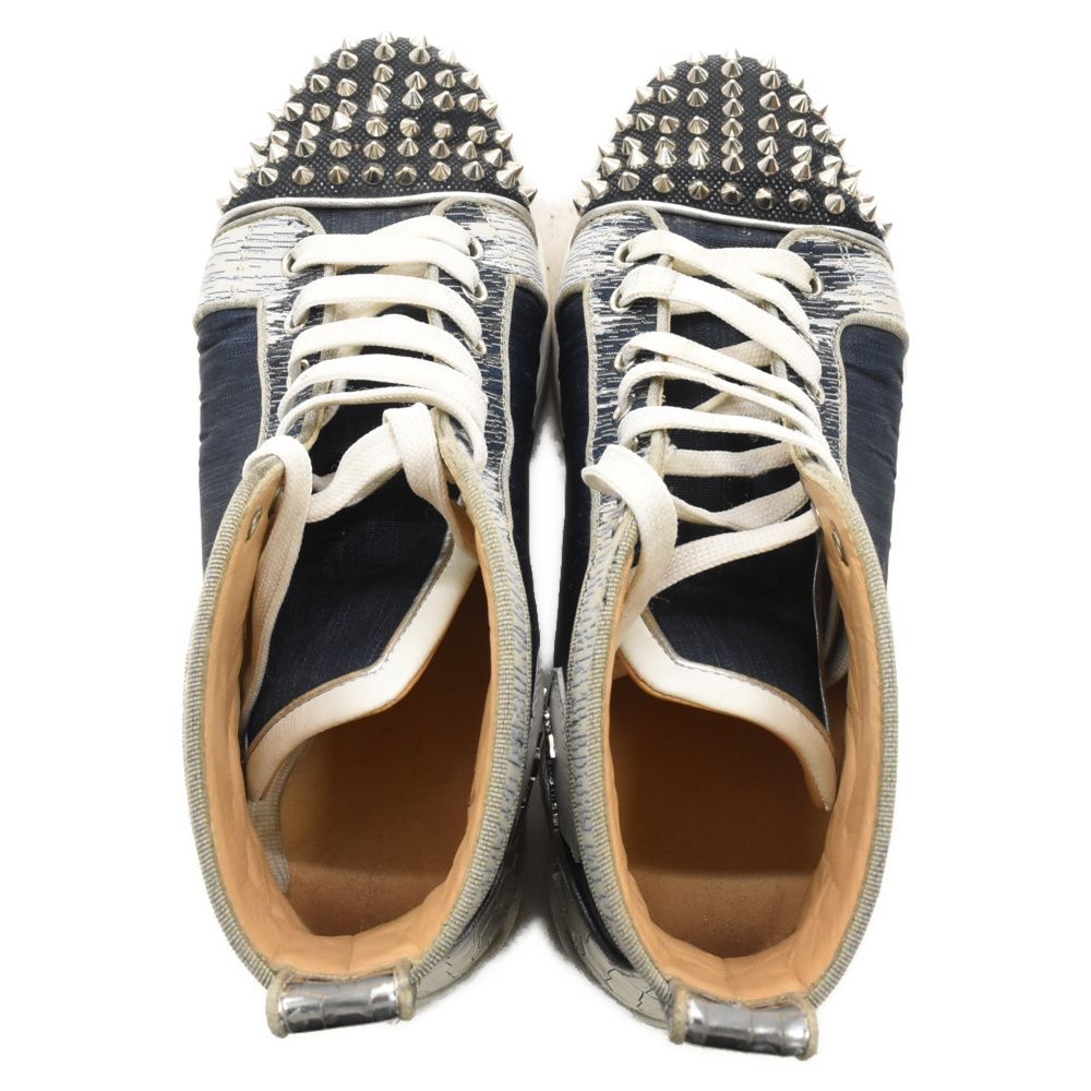 CHRISTIAN LOUBOUTIN (クリスチャンルブタン) LOU DEGRA SPIKES FLAT スタッズ付きデニムハイカットスニーカー  ネイビー - メルカリ