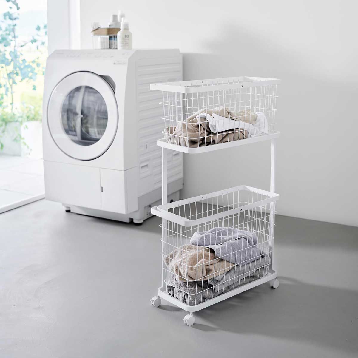 ランドリーバスケット 山崎実業 tower タワー ランドリーワゴン バスケットセット スリム 8464 ホワイト SPORTUS 沖縄発送不可