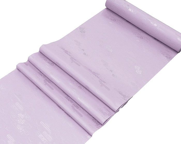 長襦袢 ポリエステル 霞露芝四季花地紋 反物 ライラック レディース 未仕立 着物 p6109