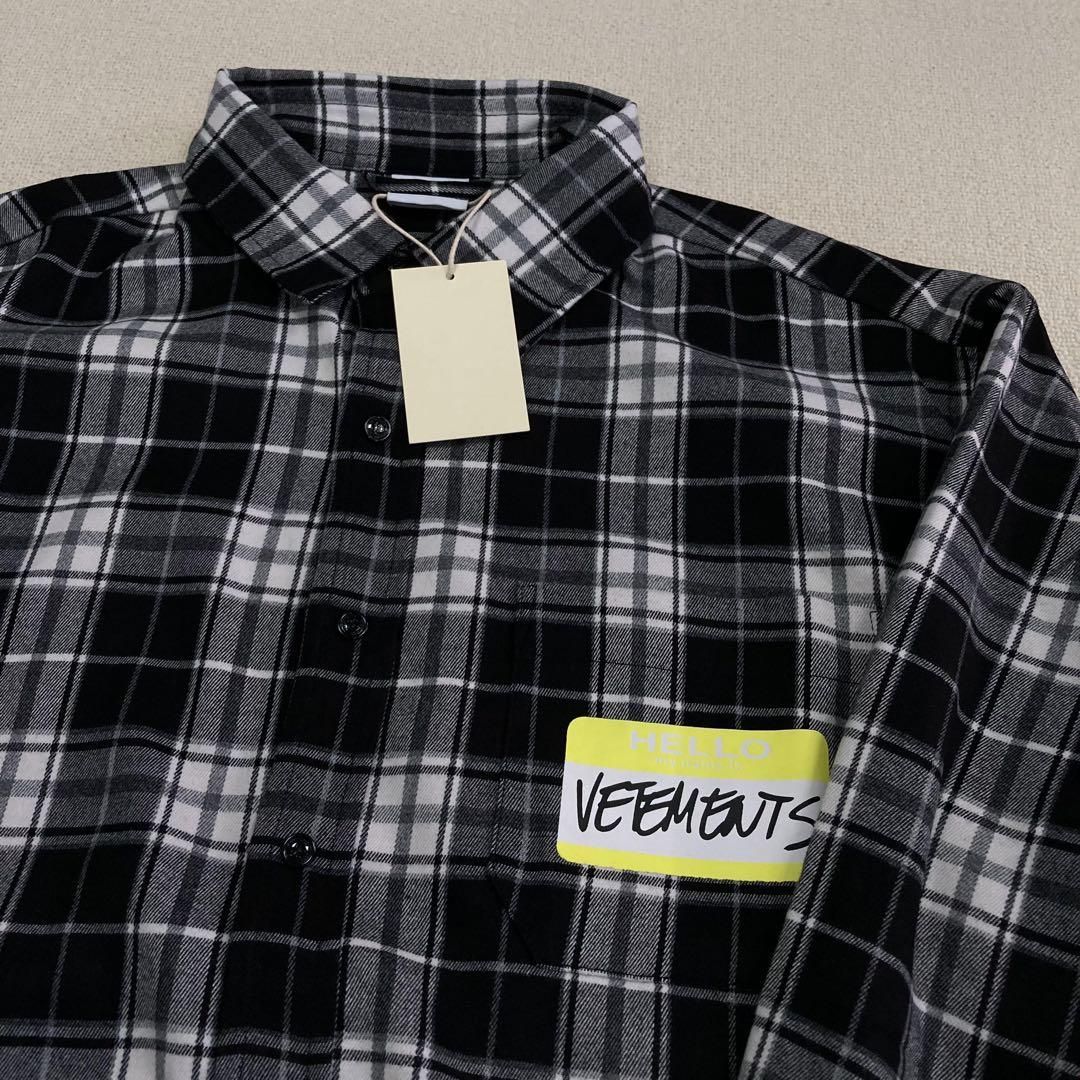 希少 VETEMENTS ヴェトモン チェックオーバーシャツ ブラック Lサイズ  