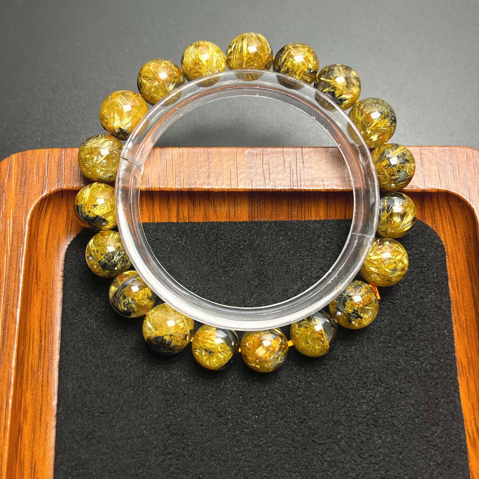夢色 EU製 太陽花タイチンルチル 黄金針水晶 金運 開運 ゴールド ブレスレット パワーストーン プレゼント ギフト 9.9-10.7mm ZZ1271