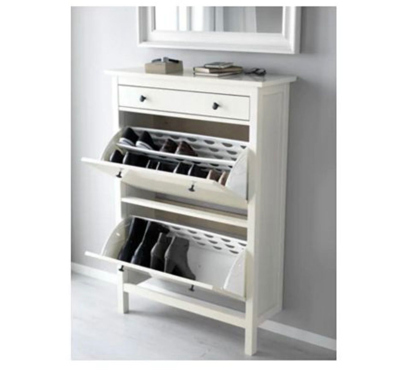 IKEAイケアHEMNES ヘムネス シューズラック 靴収納用キャビネット 2コンパートメント 引取り