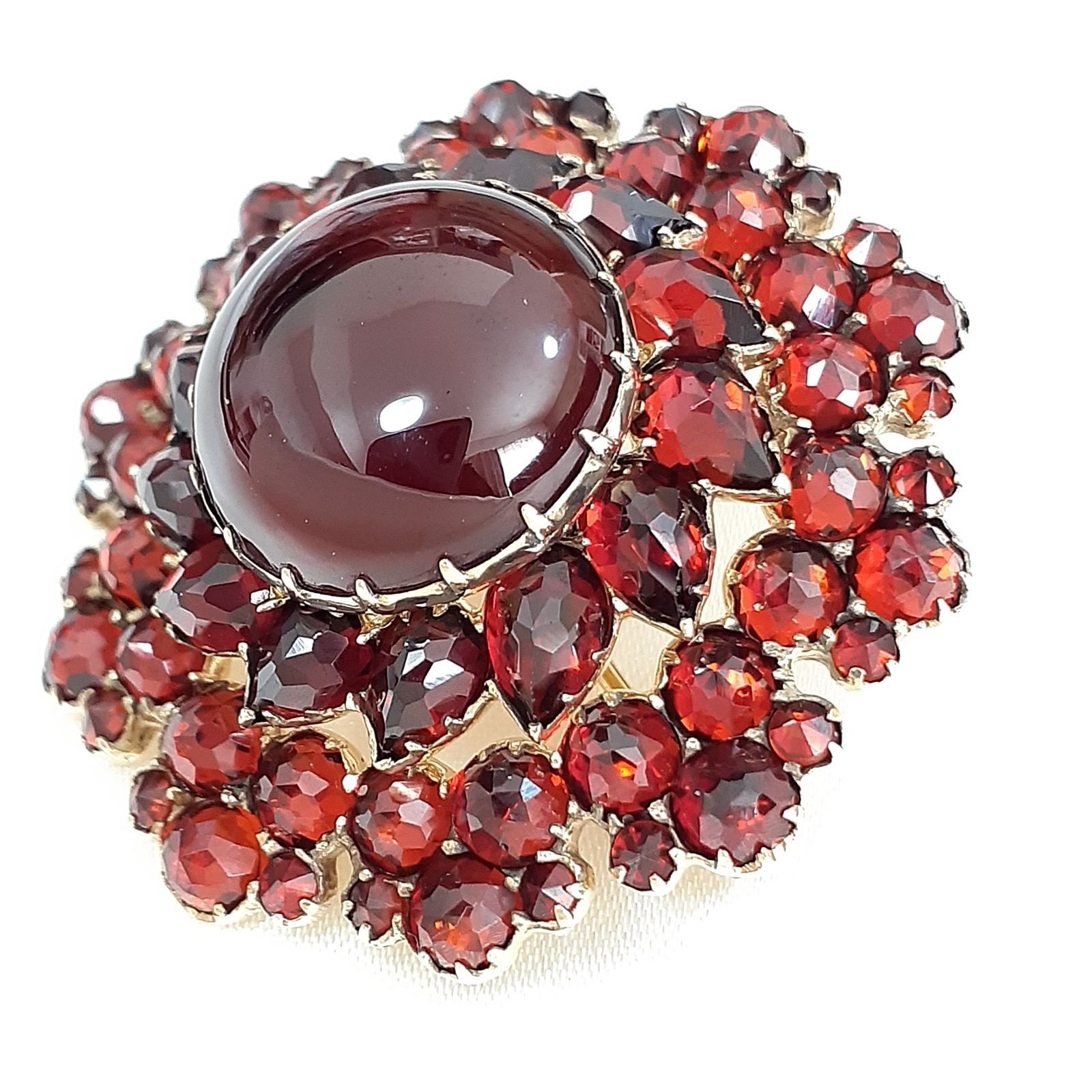 M*g様 ガーネット ハート&クロス ペンダント&ブローチ Rokuzan ブローチ