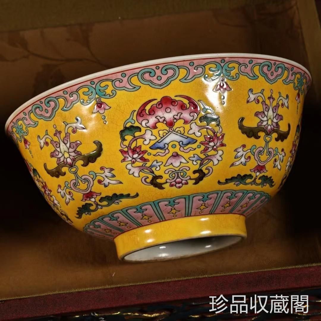 中国古美術・珍品旧蔵・七宝彩磁器の碗セット・茶碗・純手描き・箱付 