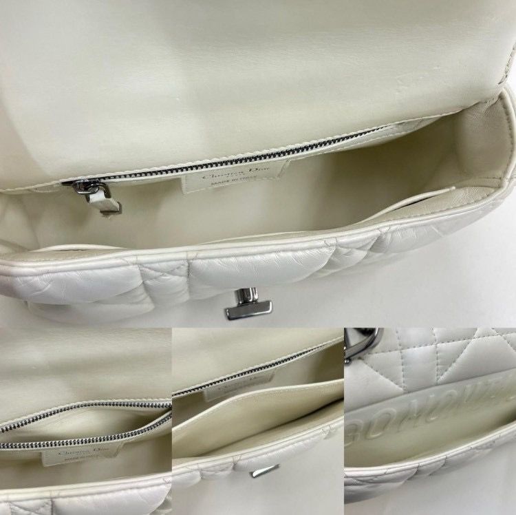 ディオール　カロ　ミディアム　白　カナージュ　ショルダーバッグ　2021年 Christian Dior - 美品☆ ディオール カロ ミディアム 白 ショルダー