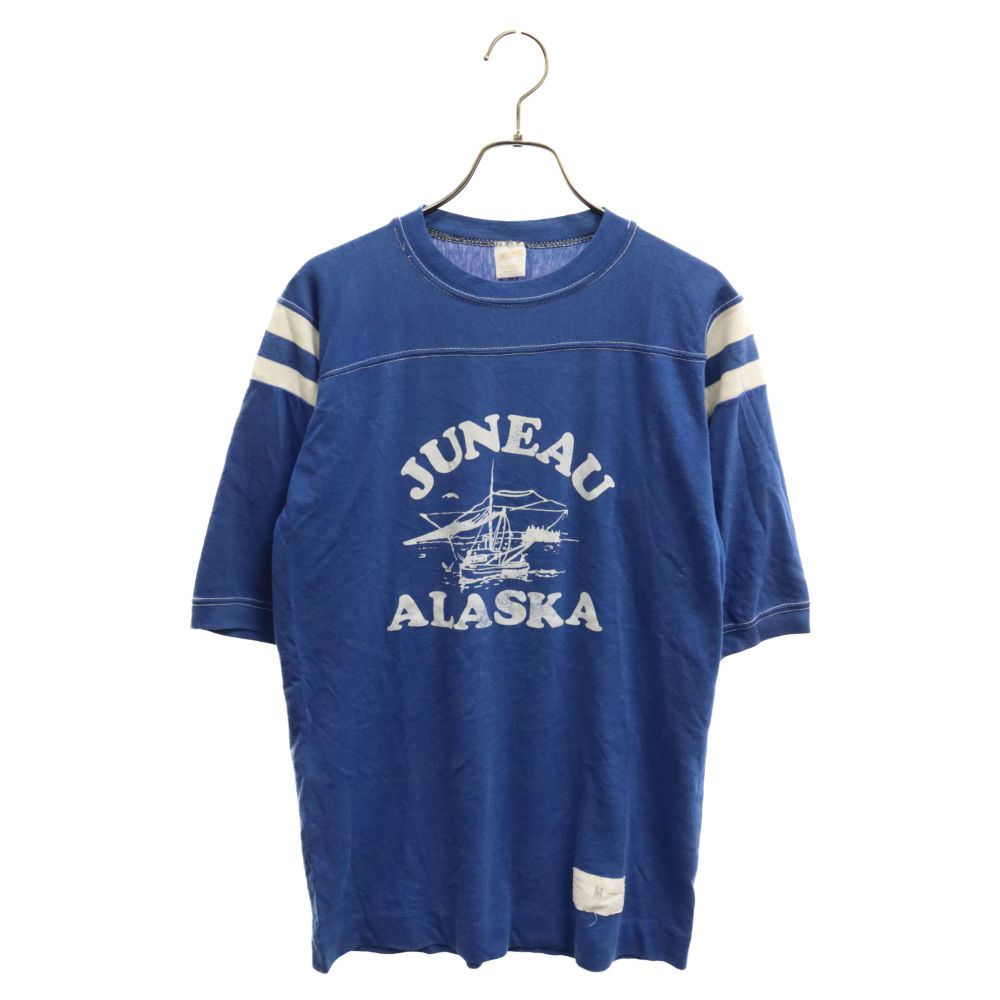 VINTAGE (ヴィンテージ) 70S VINTAGE JUNEAU ALASKA アラスカ フロントプリント半袖Tシャツ カットソー ヴィンテージ ブルー