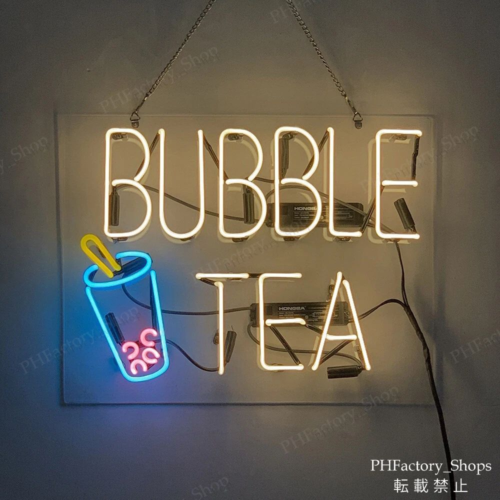 Bubble Tea ネオンサイン バブルティー ネオン管 看板 室内装飾 店舗装飾 照明 ネオン 48x38cm A257