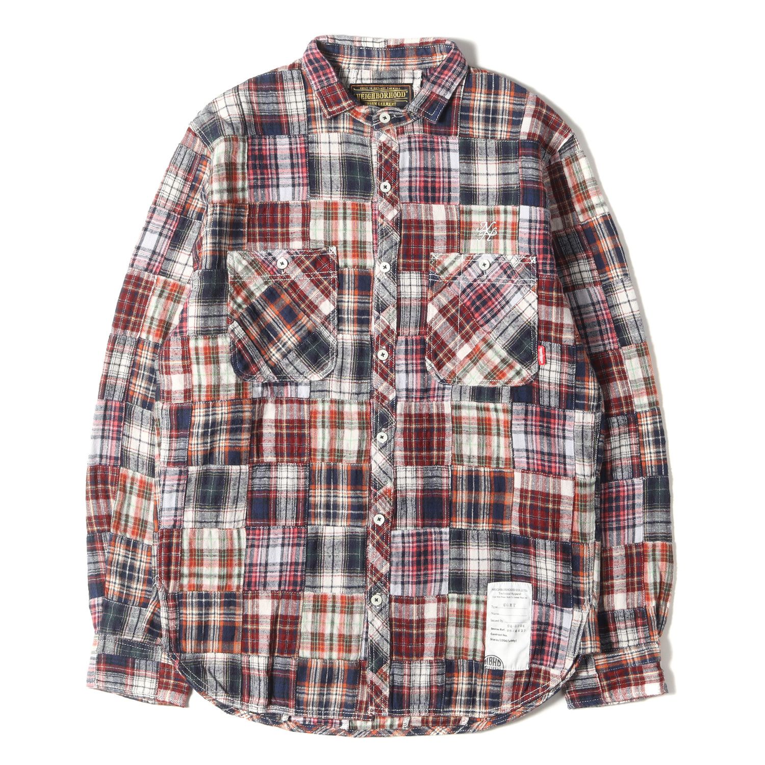 NEIGHBORHOOD ネイバーフッド シャツ サイズ:M パッチワーク チェック ネル シャツ CHIPS.PW / CE-SHIRT. LS マルチカラー トップス カジュアルシャツ 長袖 【メンズ】