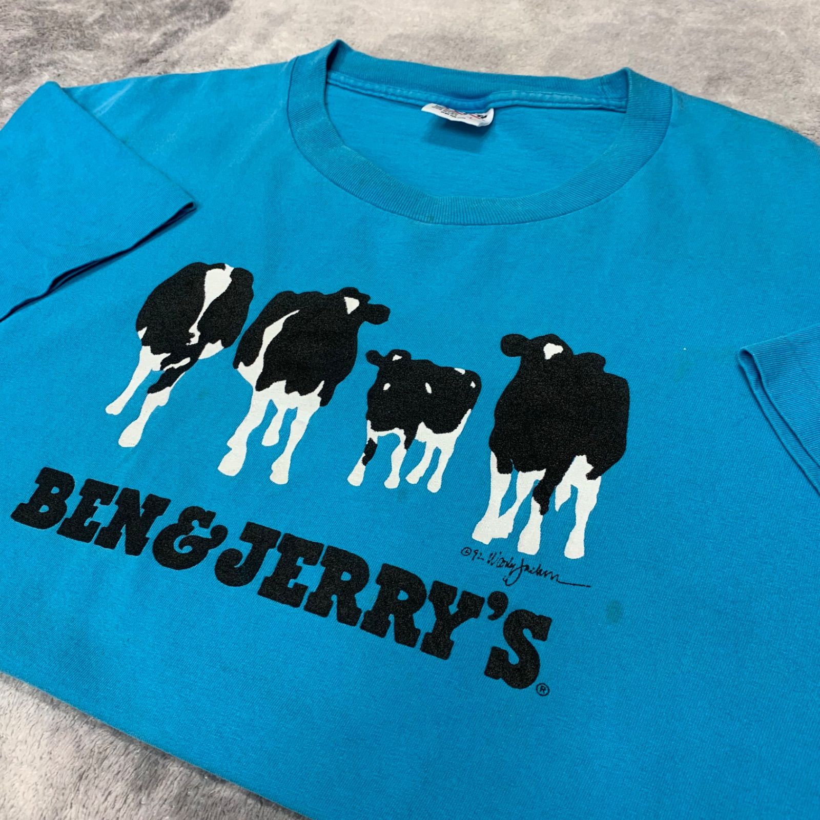 90s USA製 anvil アンビル 半袖Tシャツ BEN & JERRY'S アニマルT プリントT L 古着 古着屋 埼玉 ストリート オンライン 通販 アメカジ ビンテージ 2403825