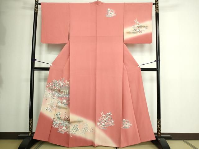 平和屋着物□訪問着 風景草花文 暈し染め 金彩 正絹 逸品 DAAW9570sf