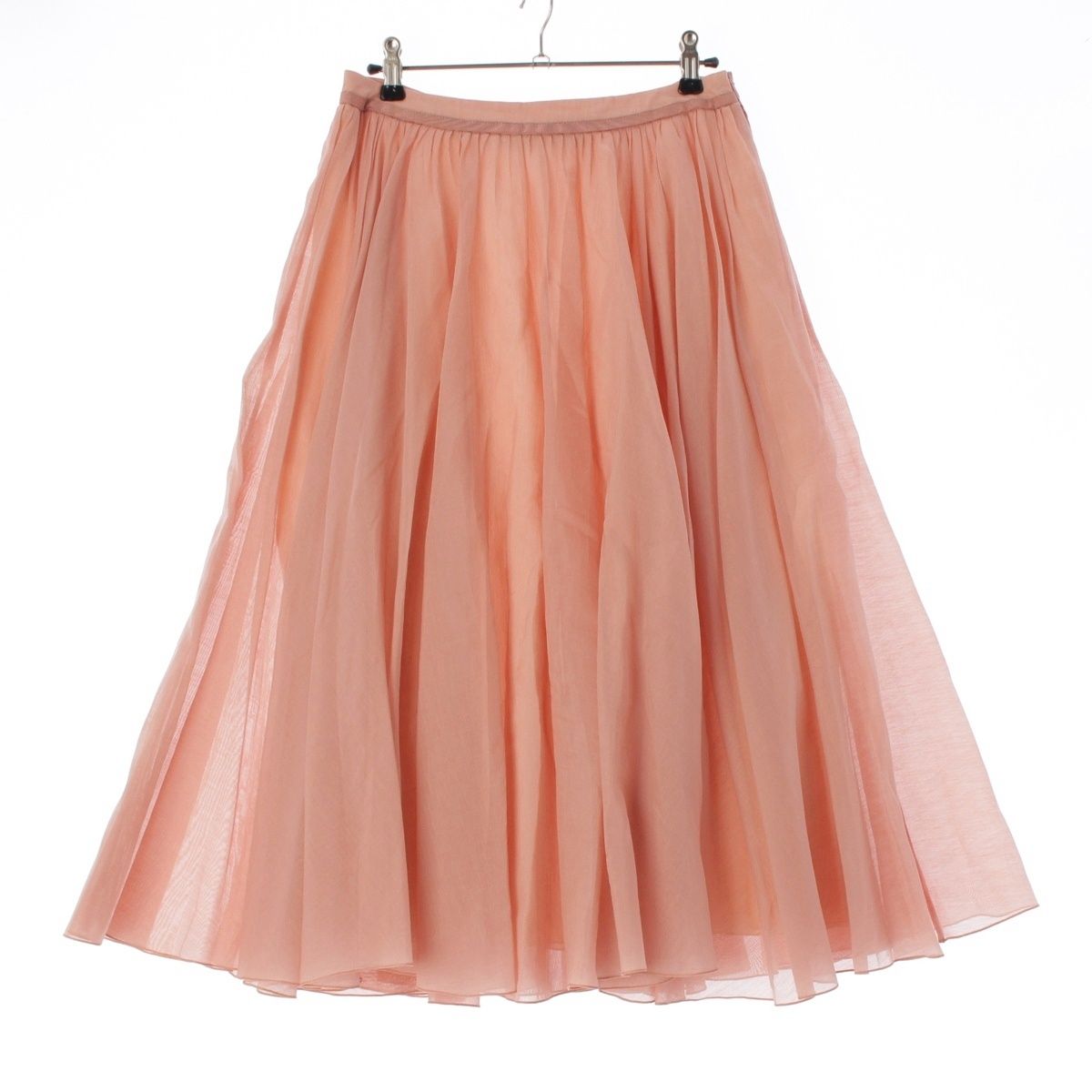 フォクシー Sheer Circular コットン×シルク プリーツ レース スカート 40950 ピンクベージュ 40