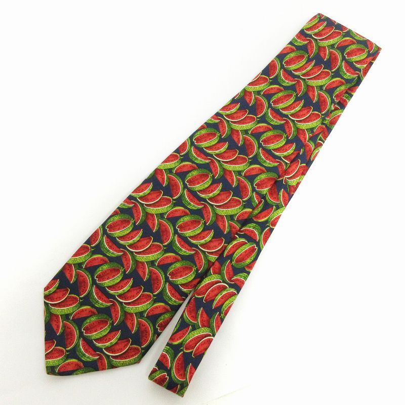 グッチ GUCCI 美品 ネクタイ ワイドタイ スイカプリント シルク