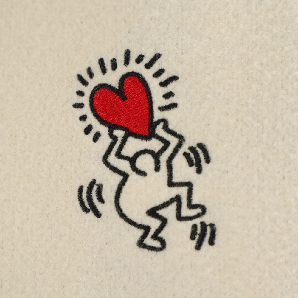 ビームスゴルフ × キースヘリング コラボ ゴルフ フリース ブルゾン M 白系 BEAMS GOLF × Keith Haring レディース ビームスゴルフ × キースヘリング コラボ ゴルフ フリース