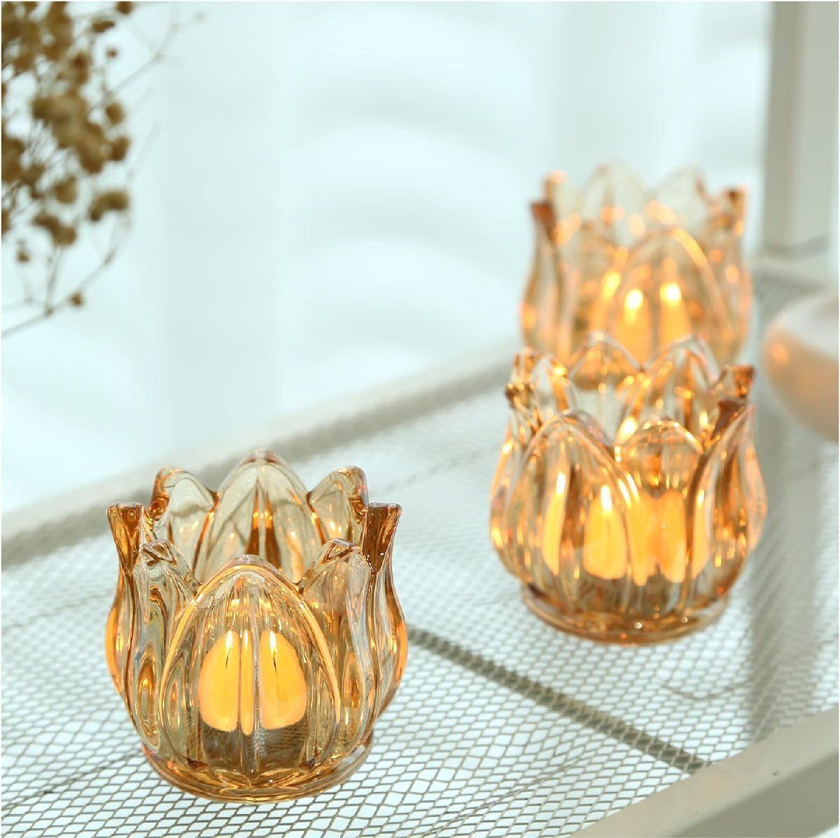 ゴールド奉納キャンドルホルダー 24個セット 厚いガラスティーライトキャンドルホルダー バルクティーライトキャンドルジャー ウェディング