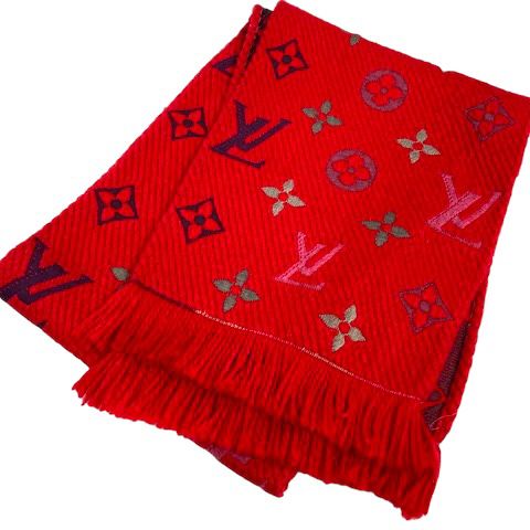 ルイヴィトン エシャロプ ロゴマニア マフラー レッド LOUIS VUITTON（ルイ・ヴィトン） エシャルプ ロゴマニア モノグラム