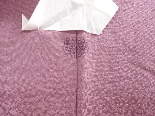 一つ紋霞むような汕頭蘇州刺繍屋敷風景模様×紅藤色 付下げ色無地