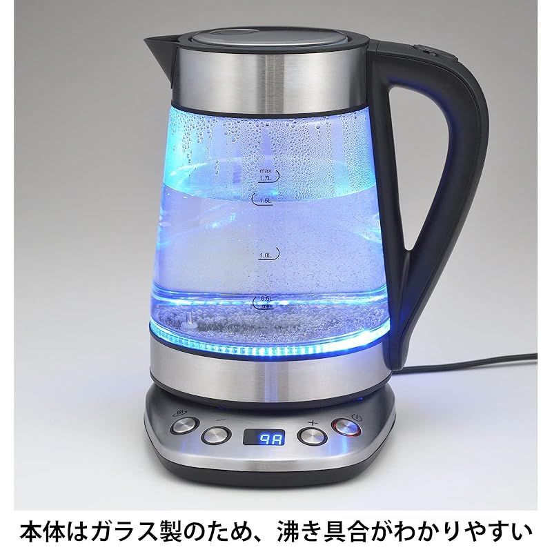 タマハシ Tamahashi サスティア 温度調整ガラス電気ケトル 1.7L SUS-02 1