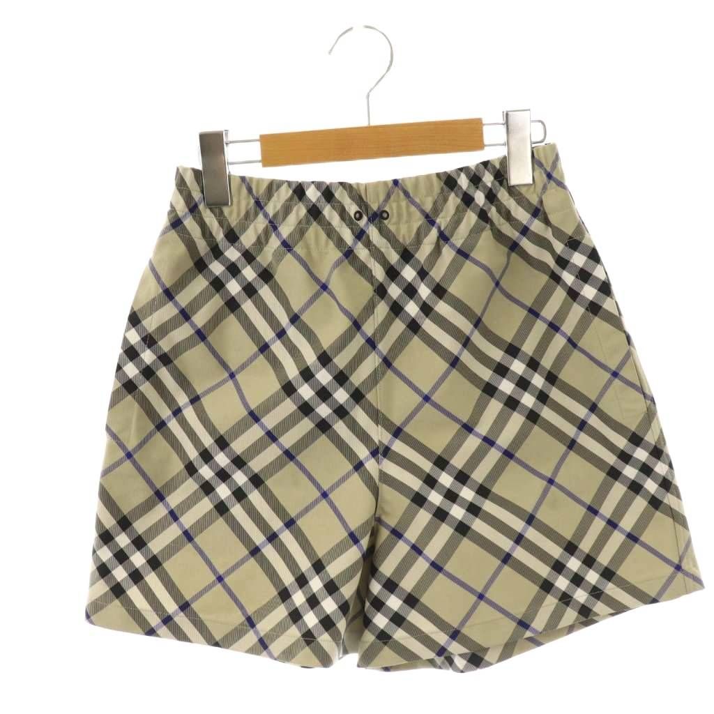 バーバリー BURBERRY エラスティックウエストショートパンツ イージー チェック UK2 ライトベージュ マルチカラー |DO OS