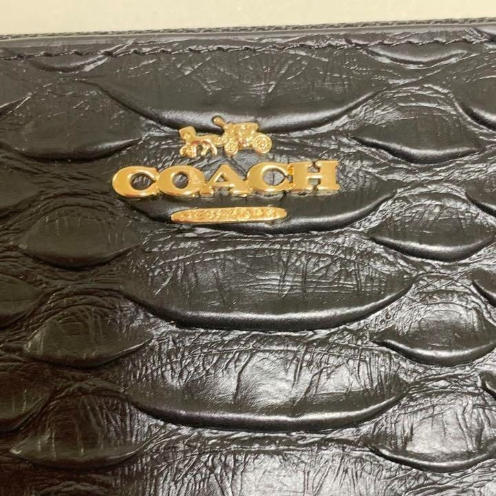 新品未使用品コーチエンボスドスネークレザー長財布『ブラック黒』メンズ.レディース 未使用 COACH エンボスドスネークレザー 長財布 F53659 ブラック