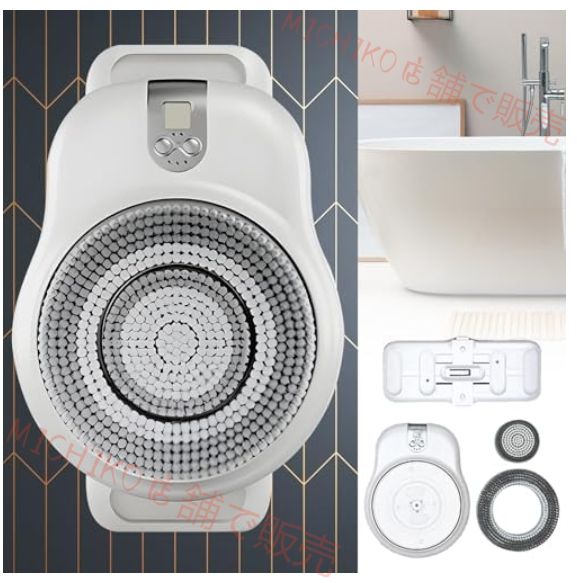 電動ボディブラシ 背中ブラシ 360°自動回転 2段階調整 18CM大型ブラシヘッド IPX7 防水 壁掛けバックブラシ 電動バックシャワーブラシ 浴室 風呂 バス用品