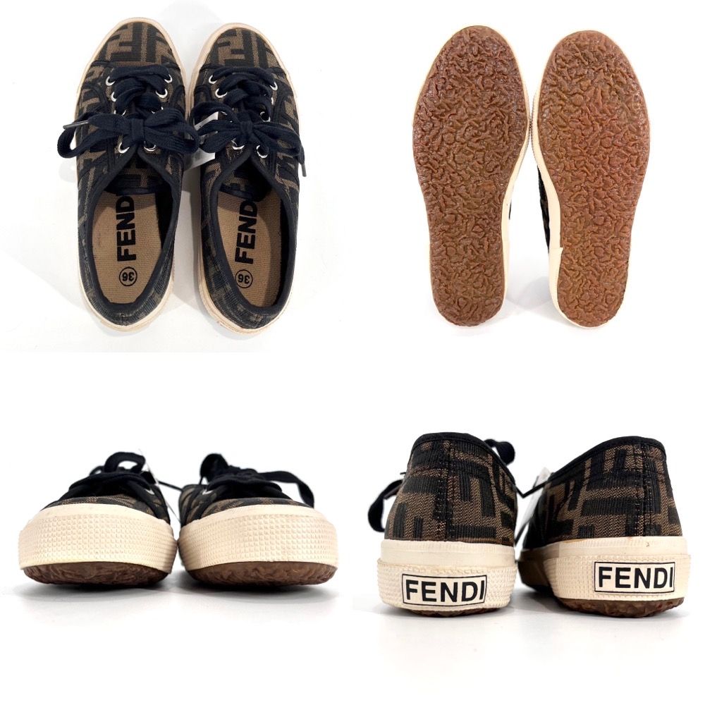 極美品】FENDI フェンディ ズッカ キャンバススニーカー 23cmズッカ - スニーカー