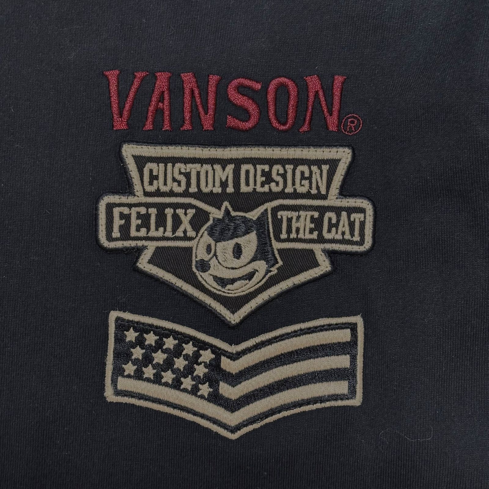 VANSON FELIX THE CAT コラボ Tシャツ XLサイズ相当 navy / Lサイズ～XL ライダース バイク乗り 男女兼用 VANSON バンソン FELIX フィリックス メンズ長袖Ｔシャツ ロンT 古着