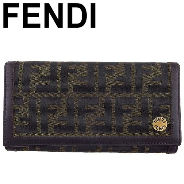 フェンディ FENDI ズッカ 財布 ブラウン FENDI フェンディ 長財布 ズッカ柄 キャンバス×レザー ブラウン