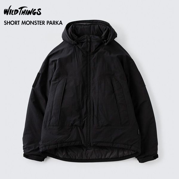 WILD THINGS ワイルドシングス 2024年モデル WT24103SN ショートモンスターパーカー SHORT MONSTER PARKA BLACK XL