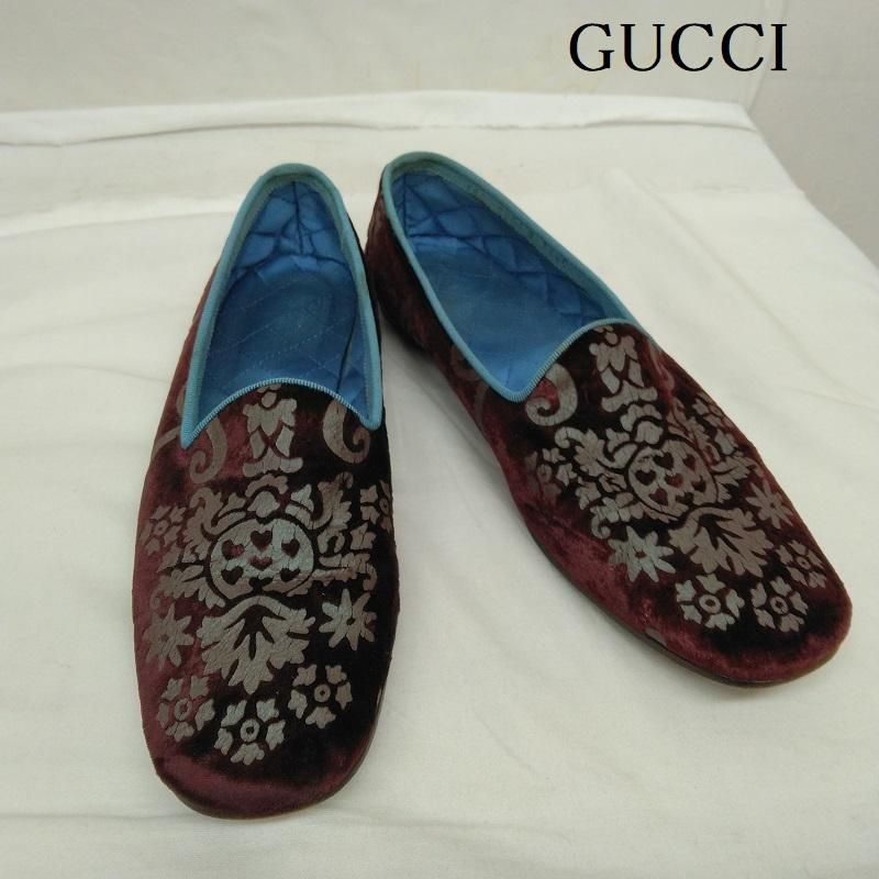 GUCCI グッチ スリッポン オペラシューズ ローファー スリッポン ベルベット 総柄 36 1/2C - メルカリ