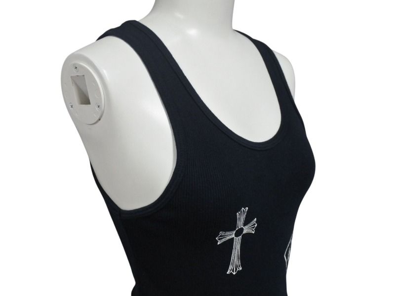 Chrome Hearts - CHROME HEARTS クロムハーツ タンクトップ サイズM CHプラス FUCK YOU プリント ブラック ホワイト コットン 美品 中古 4c076173 CHROME HEARTS クロムハーツ タンクトップ サイズM CHプラス
