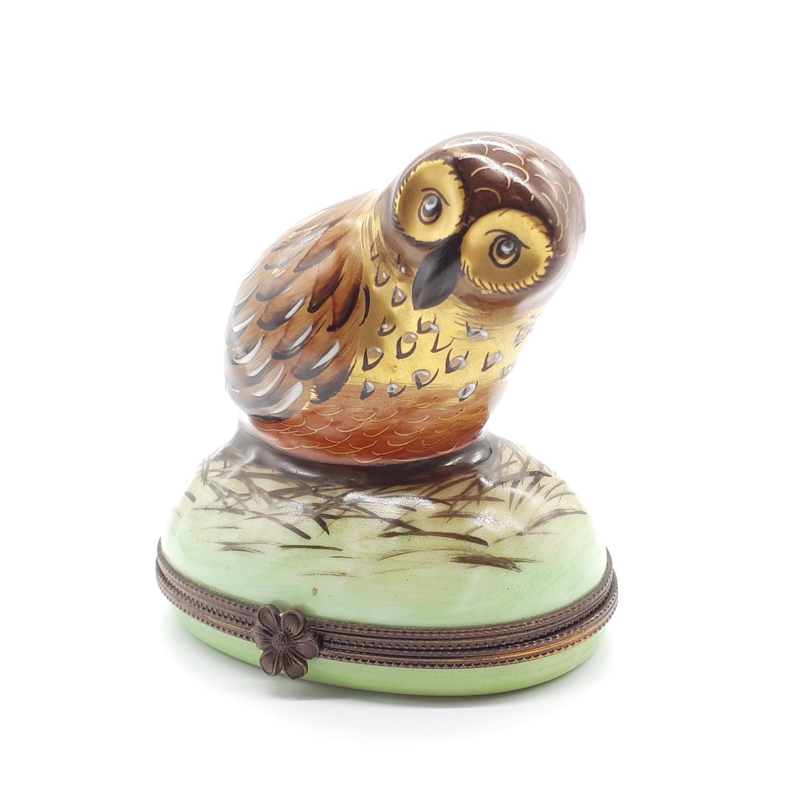 LIMOGES リモージュボックス フランス エナメル 小物入れ 梟 フクロウ 