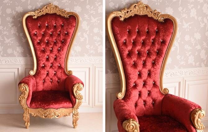 女王様の椅子 クイーン チェア レッド ゴールド アンティーク