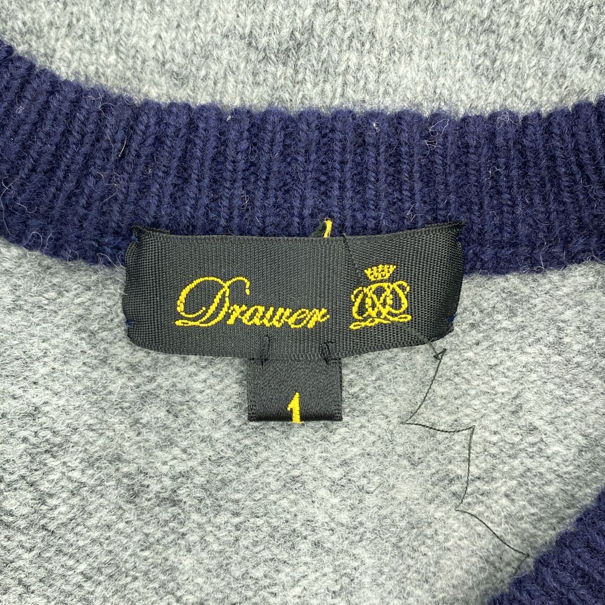  Drawer ドゥロワー ウール パネル クルーネック ニット セーター 1 ネイビー グレー オフホワイト レディース その他 トップス