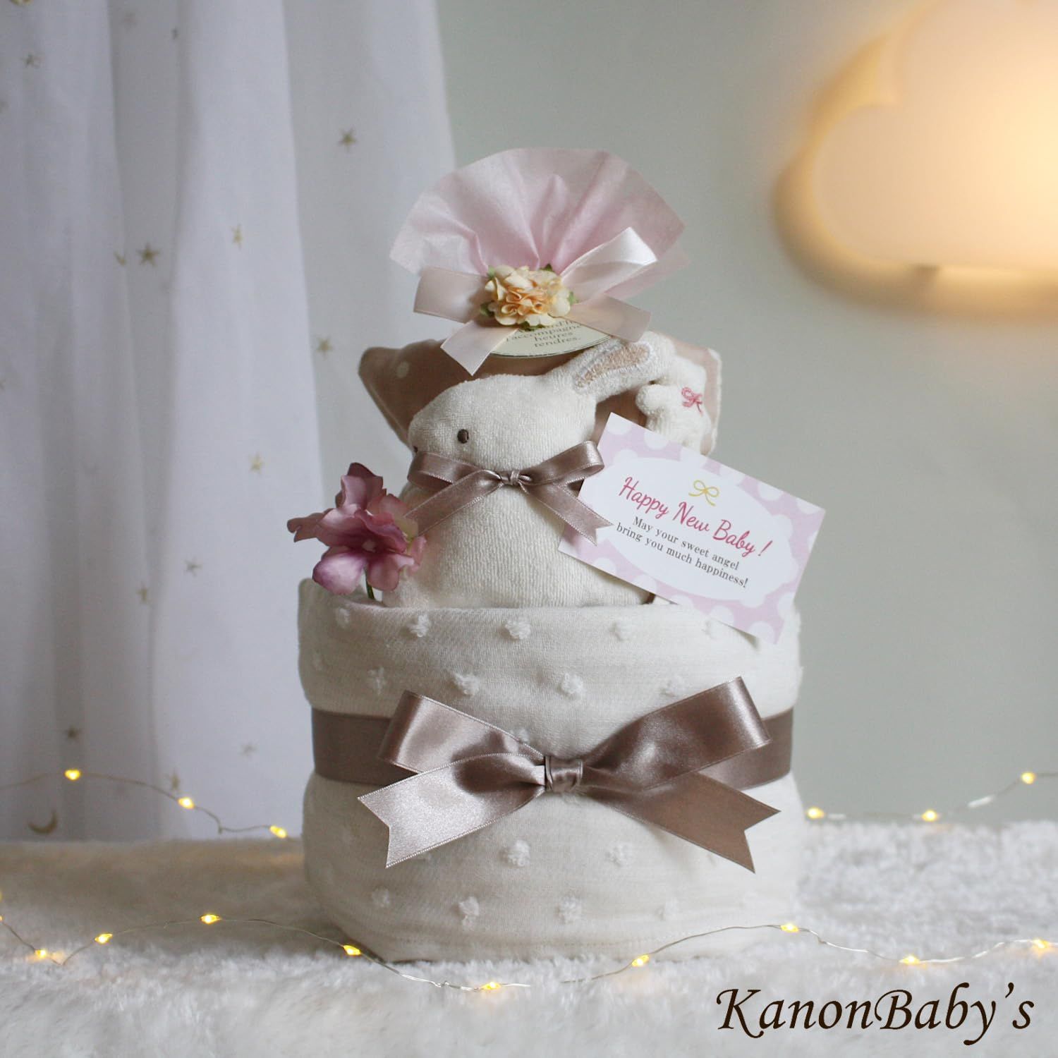行事・記念品 KanonBabys おむつケーキ 女の子 オーガニック スタイ 