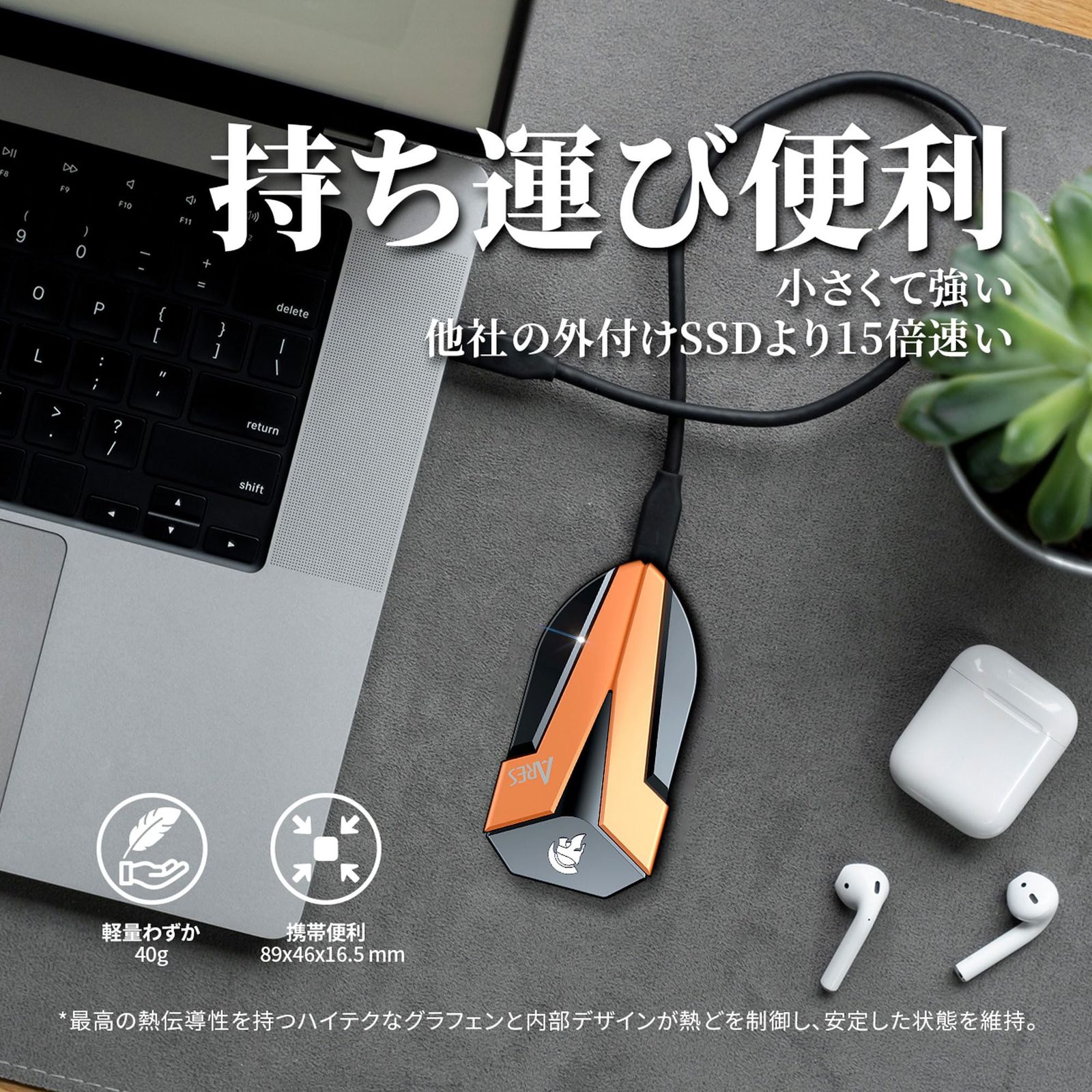 MBs 携帯便利 最大1600|1500 外部ソリッドステートドライブ ゲーム設備に装着 C Type LED付き 2x2 Gen - 3.2 USB 防塵 ARES 防水 耐衝撃 Amber IP67 ポータブル Shield 1TB SSD 台湾製