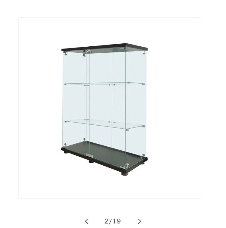 ☆新品☆両扉ガラスケース3段 ホワイト 保護ケース インテリア クリア