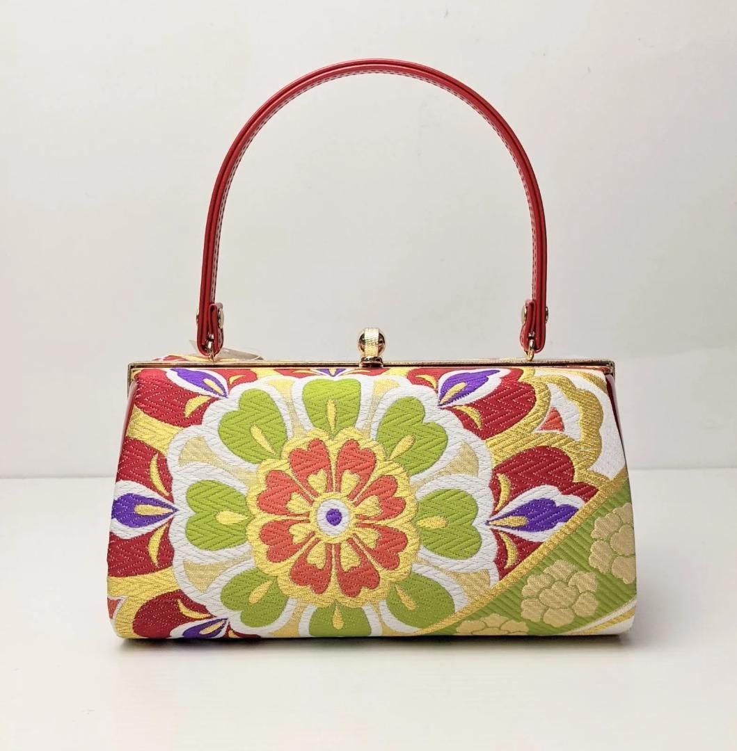 草履 バッグ セット 振袖用 帯地 赤 3枚芯 フリーサイズ u52-4