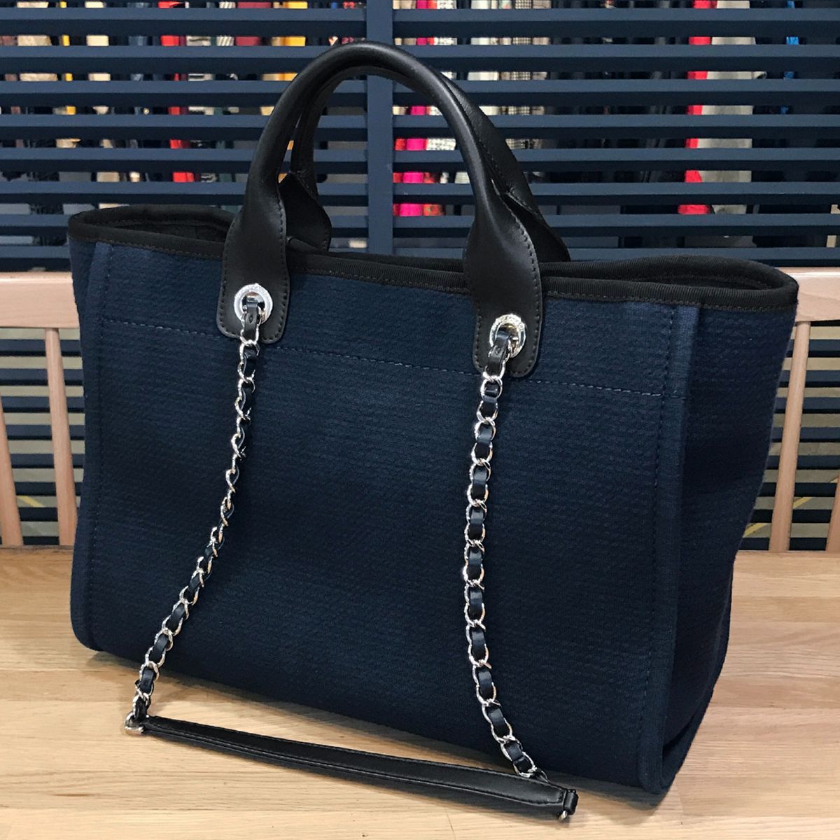 超美品】シャネル ドーヴィル ショッピングトート ネイビー AS3257 