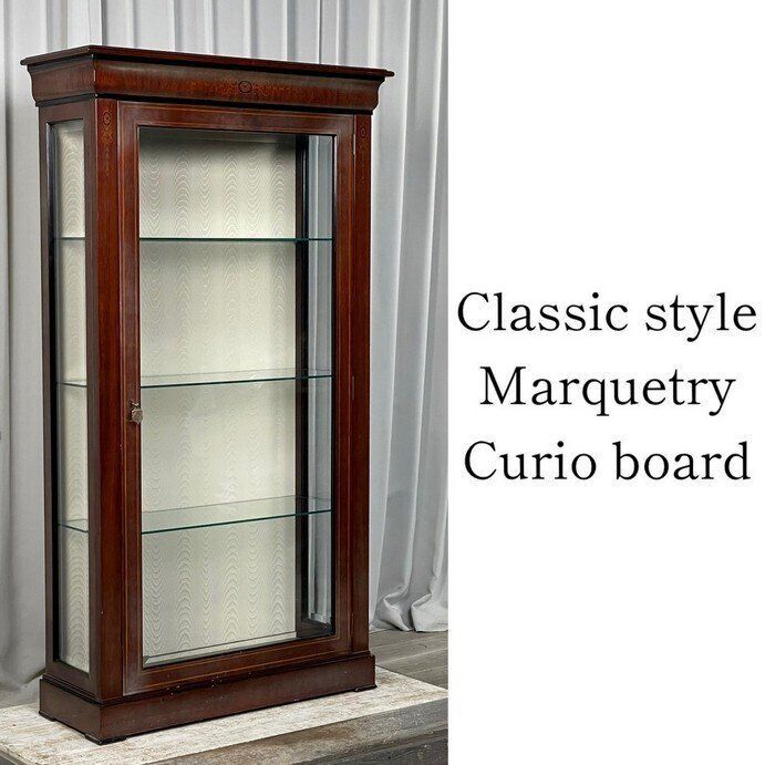 GS24 クラシック 象嵌 細工 飾り棚 キュリオケース コレクション ガラス キャビネット アンティーク スタイル|神奈川県秦野市|A4