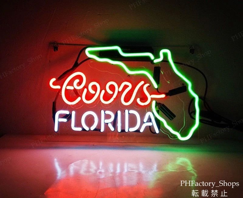 Croos Florida ネオンサイン ネオンサイン 店舗 壁掛け バー カフェ ビール ネオン管 インテリア ライト ハンドメイド 店舗装飾 室内装飾 広告看板 33x20.3cm A278