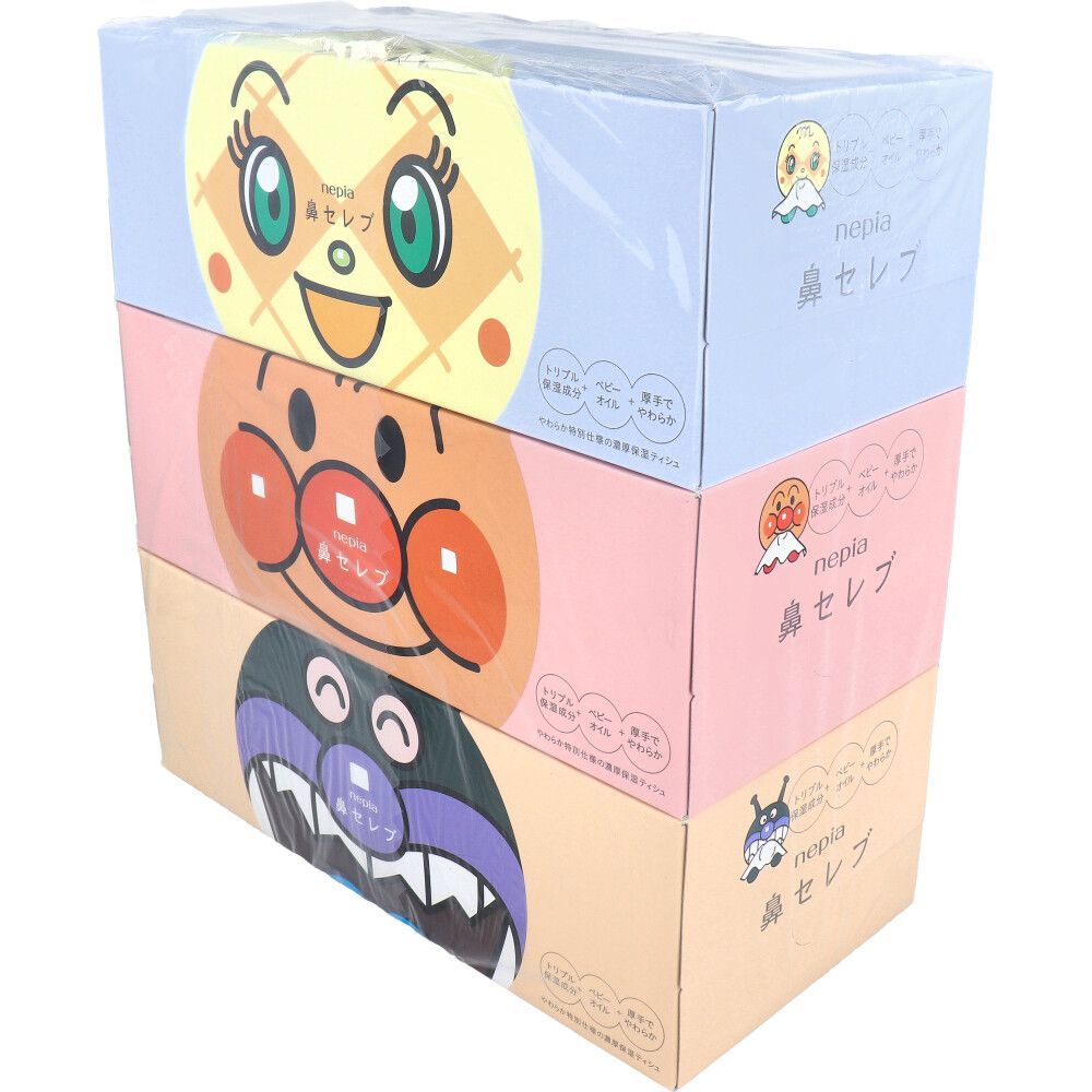 ネピア アンパンマン鼻セレブティシュ 360枚(180組)3個×10セット 王子ネピア ネピア アンパンマン鼻セレブティシュ 360枚（180組