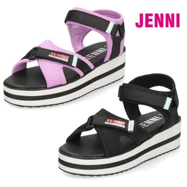 サンダル キッズ 子供 厚底 女の子 ジュニア 男の子 パープル ブラック JENNI ジェニィ 6